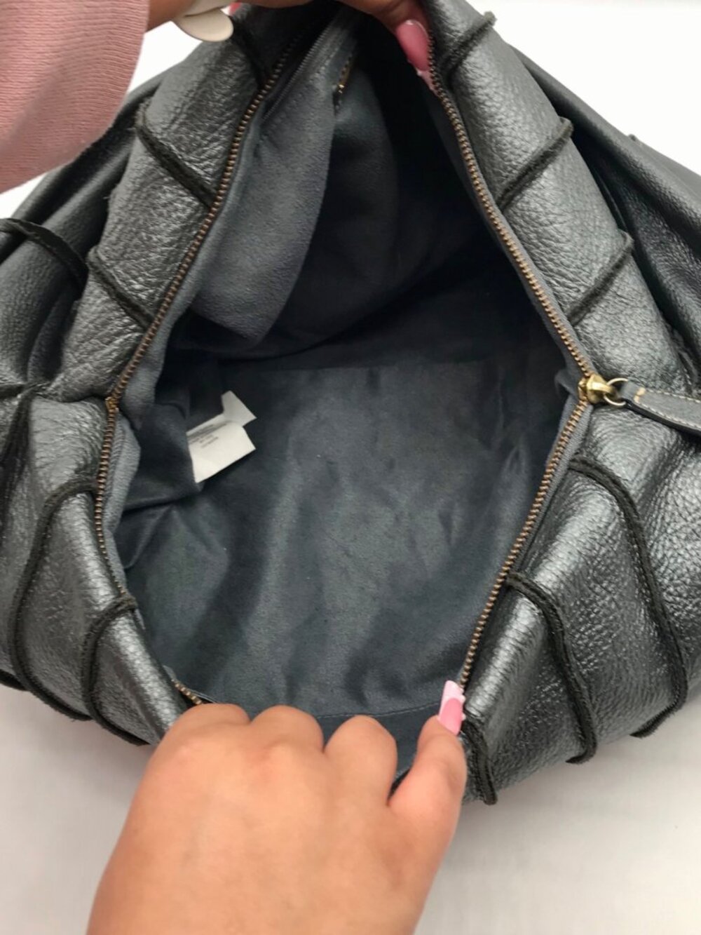 Aqua Madonna Gray Leather  Hobo Bag - Picture 10 of 11
